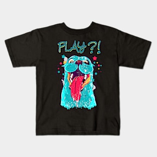 happy monster dog on a stars Kids T-Shirt